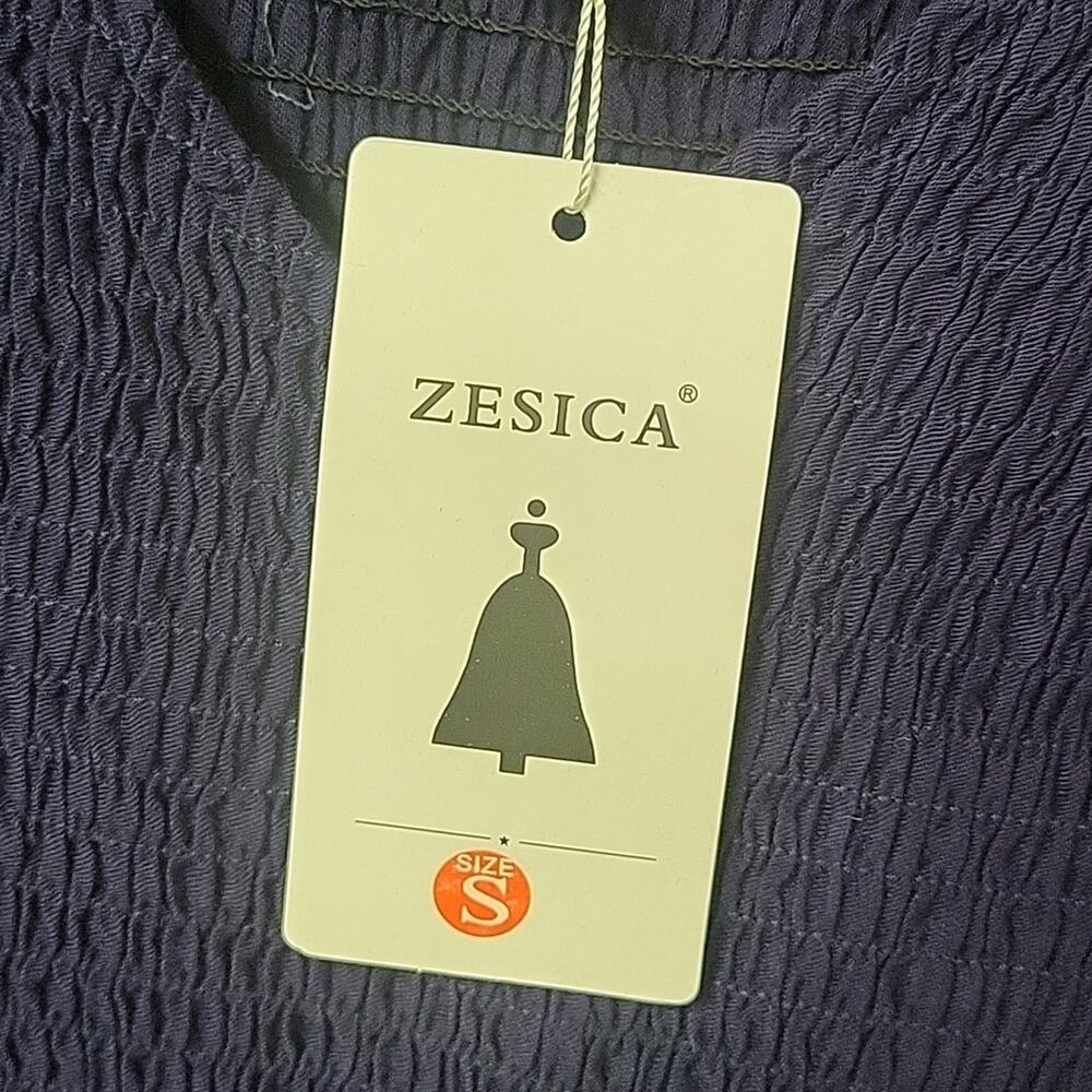 Zesica Navy Blue Long Sleeve Ruched Bodice Dress Womens Size Small NWT - Picture 5 of 12